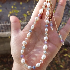 Freshwater Pearl Phone Strap: Crystal Beaded Phone Charm