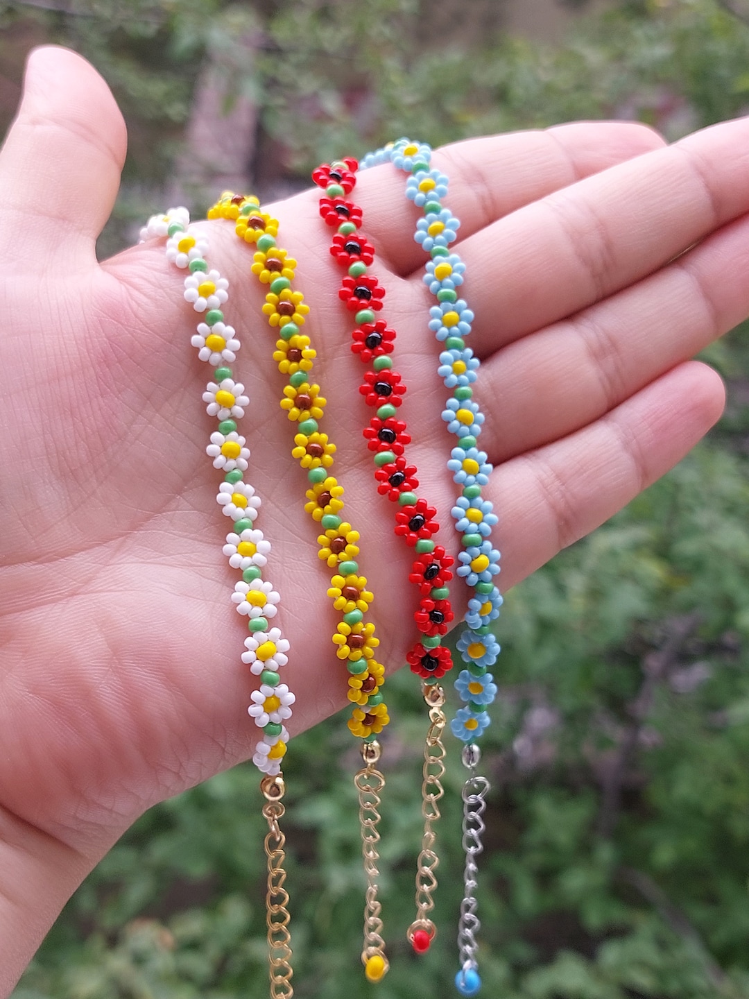 Aesthetic Beading Daisy Chain Beaded Daisy Necklace