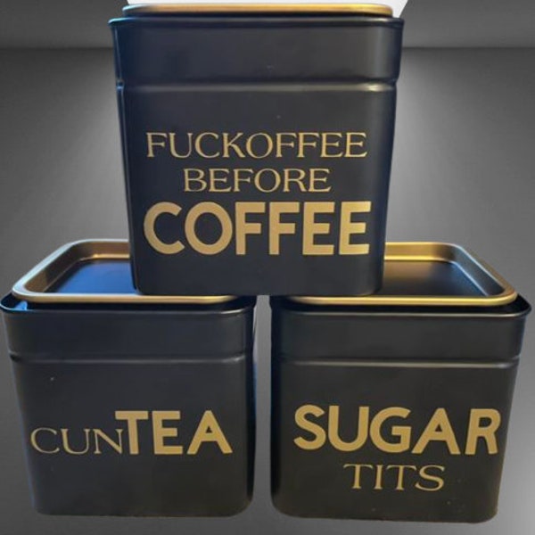 Tea Coffee Sugar Canisters Etsy UK
