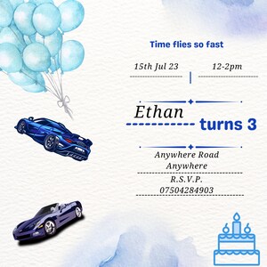 Digital Invitation Cars, Birthday