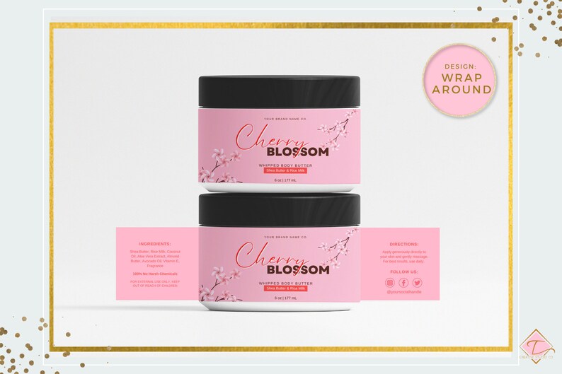 Editable Cosmetic Product Label Canva, Printable Body Butter Label