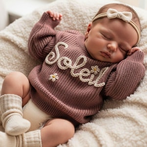 Baby Name Sweater: Custom Embroidered Newborn Sweater