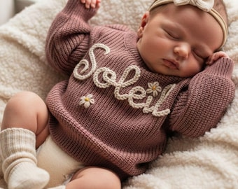 Baby Name Sweater: Custom Embroidered Newborn Sweater