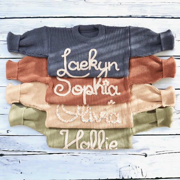 Personalized Baby Sweater, Hand Embroidered Name & Monogram, Customized Baby Girl's Sweater, A Unique Gift Newborn from Auntie