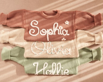 Personalized Baby Name Sweater, Embroidered Children Sweatshirt, Knit Sweater Toddler, Custom Baby Sweater with Name, Customized Baby Gifts