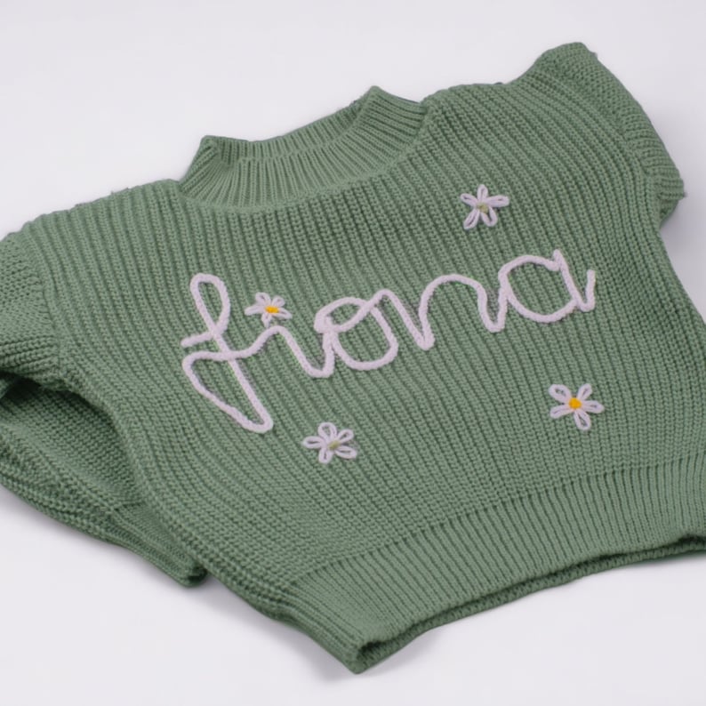 Personalized Baby Name Sweater, Handmade Embroidered Sweatshirt for Newborn, A Unique Gift for Newborn Children, Gift Ideas for Baby image 5