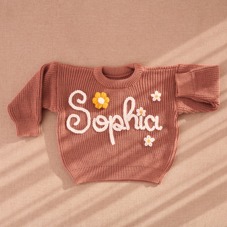 Personalized Baby Name Sweater, Embroidered Children Sweatshirt, Knit Sweater Toddler, Custom Baby Sweater with Name, Customized Baby Gifts zdjęcie 3