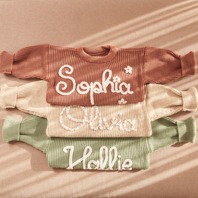 Personalized Baby Name Sweater: Custom Knit Toddler Sweatshirt