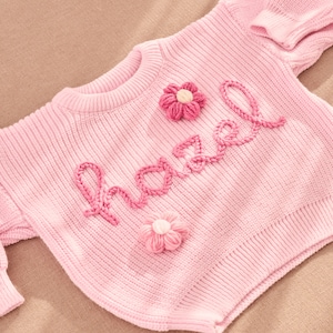 Personalisierter Baby-Namenspullover, Besticktes Kinder-Sweatshirt, Strickpullover Kleinkind, Benutzerdefinierter Baby-Pullover mit Namen, maßgeschneiderte Baby-Geschenke Bild 6