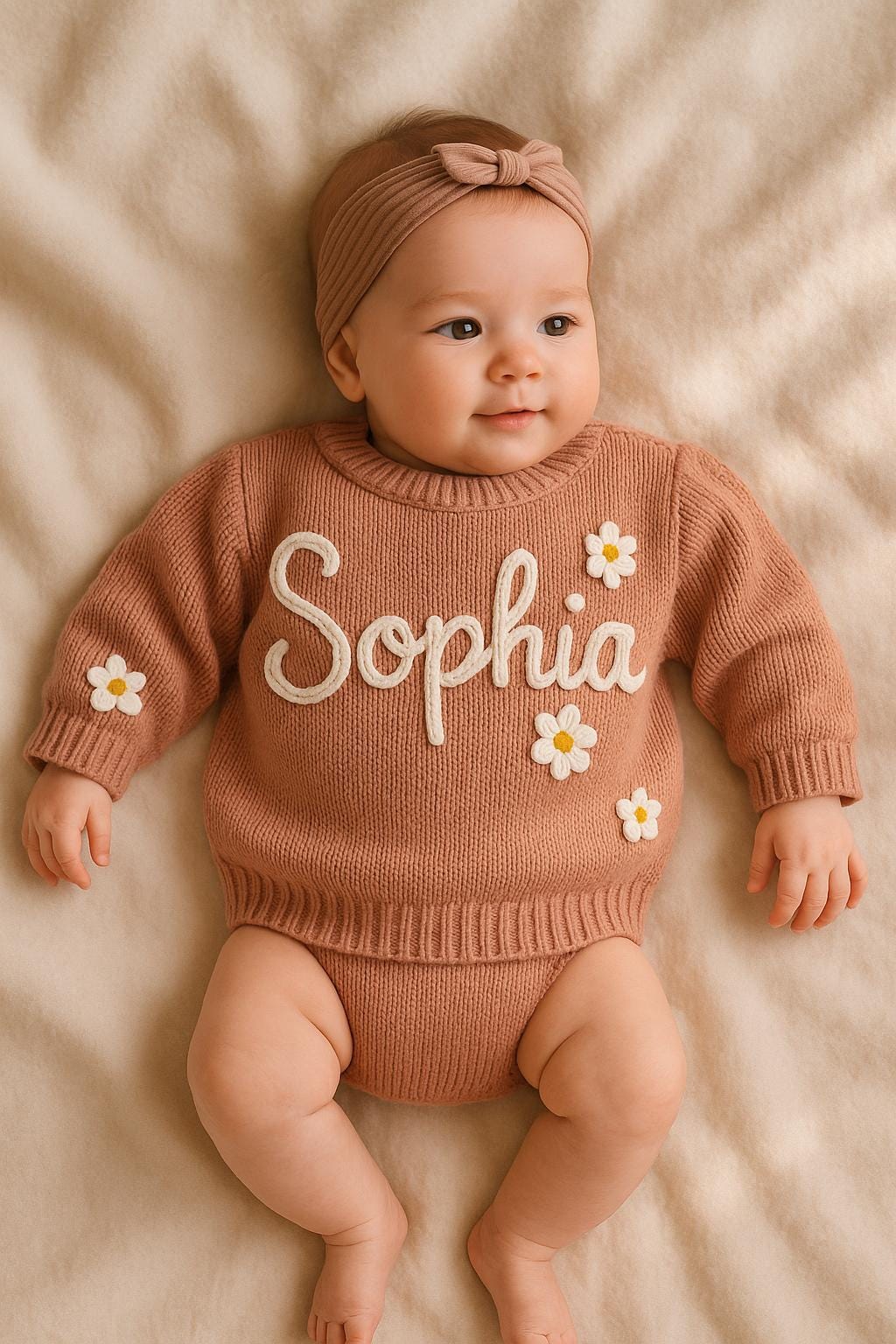 Custom Embroidered Baby Name Sweater: Personalized Knit Jumper