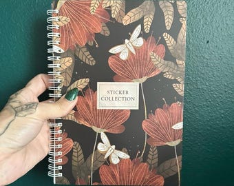 Reusable sticker book - 5.75”x8.25” - 50 sheets/100 pages - Moth design