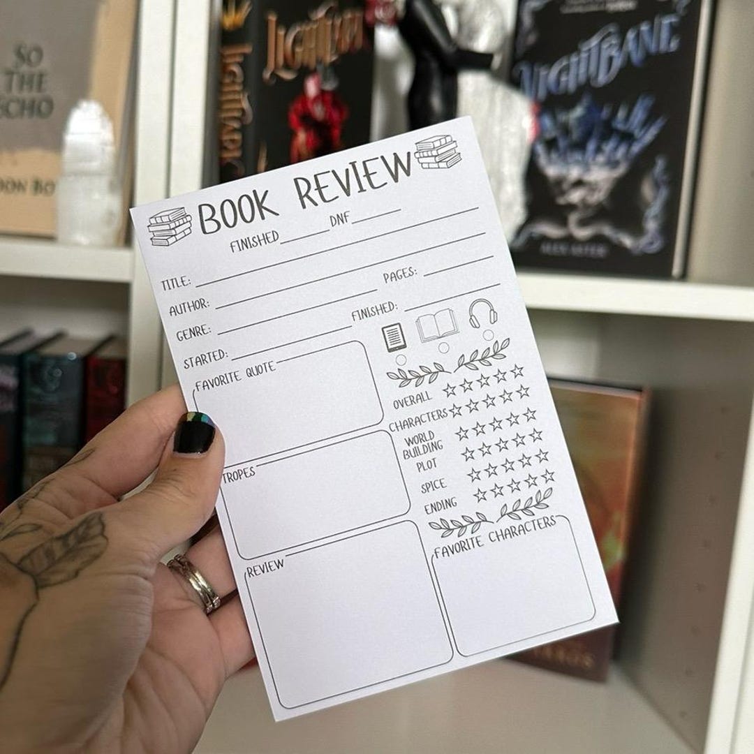 Book Review Sticky Notepad Bookish Themed - Etsy