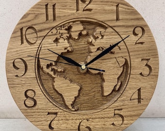 Reloj de pared de madera natural - Estilo escandinavo - Mecanismo silencioso - Roble macizo - Diseño moderno - Decoración única hecha a mano - 30 cm