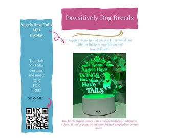 Dog Lover's LED: Angels Have Wings, Mine Have Tails - Home Decor, gift for Friends, Family, or Co-workers. Pet Memorial, Rainbow Bridge.