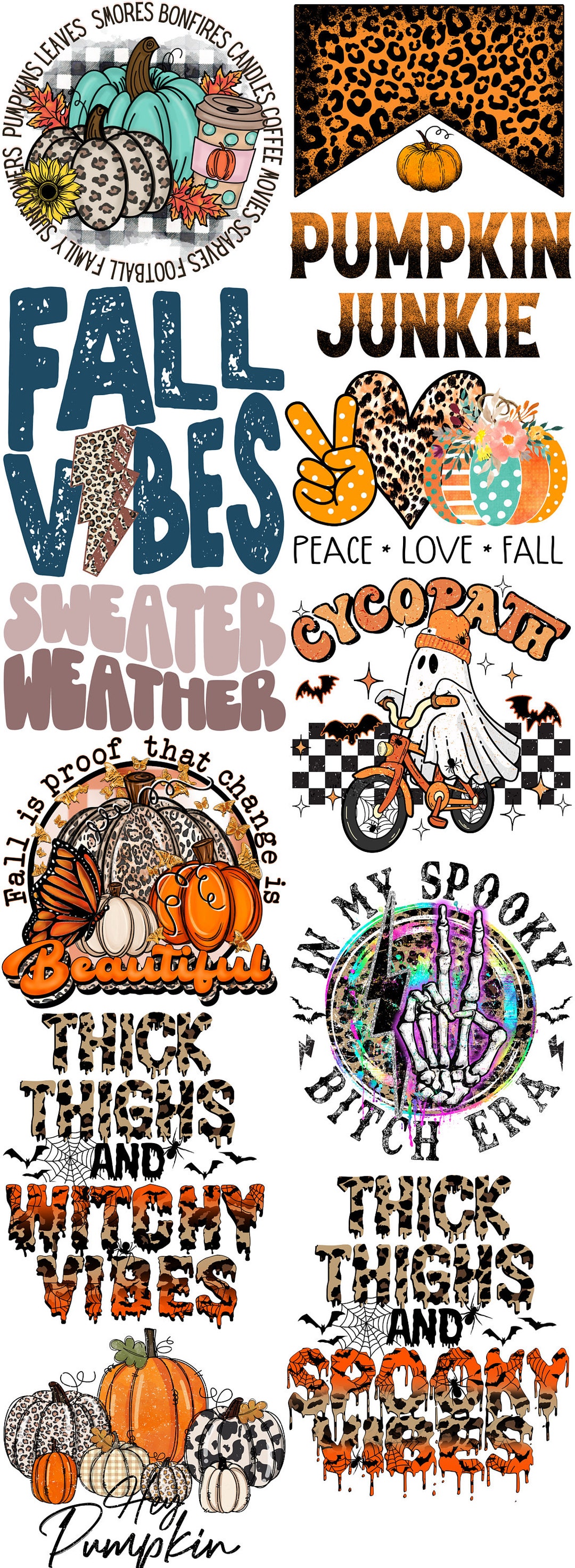 Halloween/fall Gang Sheet DTF Print Transfer - Etsy