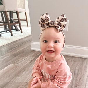 Baby Bow Baby Girl Headband for Football Season Headwrap for Newborn Bow for Toddler Headband with Big Bow Gift for Baby