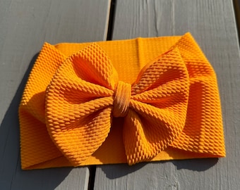 Orange Baby Bow Headwrap, Halloween Bow Clip