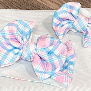 Baby Bow Headwrap Newborn Headband Toddler Infant Hair Clip Baby Gift for Baby Girl Pink and Blue Bow