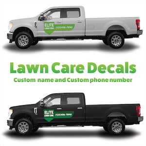 Set of 2 Custom Lawncare Vehicle Decal Landscaping Custom Truck Logo Vinyl Graphics for Mowers Trailer Door Sticker Easy Install Air Release