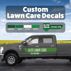 Custom Lawncare Vehicle Decal Landscaping Custom Truck Logo Vinyl Graphics for Mowers Trailer Door Sticker Easy Install Air Release Set of 2