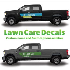 Custom Lawncare Vehicle Decal Landscaping Custom Truck Logo Vinyl Graphics for Mowers Trailer Door Sticker Easy Install Air Release Set of 2