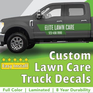 Custom Lawncare Vehicle Decal Landscaping Custom Truck Logo Vinyl Graphics for Mowers Trailer Door Sticker Easy Install Air Release Set of 2