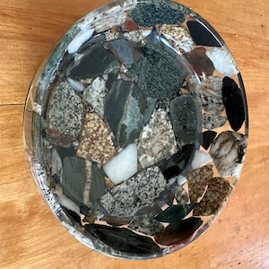 Here&#39;s an amazing bowl made from sliced Maine rocks!!  Food safe for both humans and fur babies!!! Durable, versatile, and easy to clean!