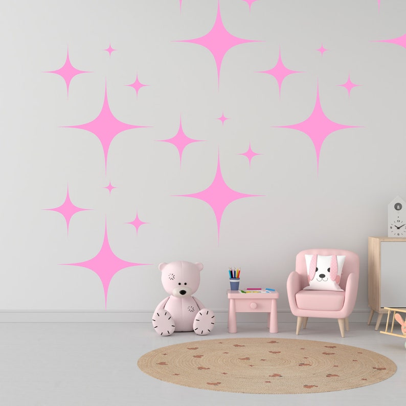 Star Pattern Wall Decals Retro Wall Decal Set of 32 Stars Etsy