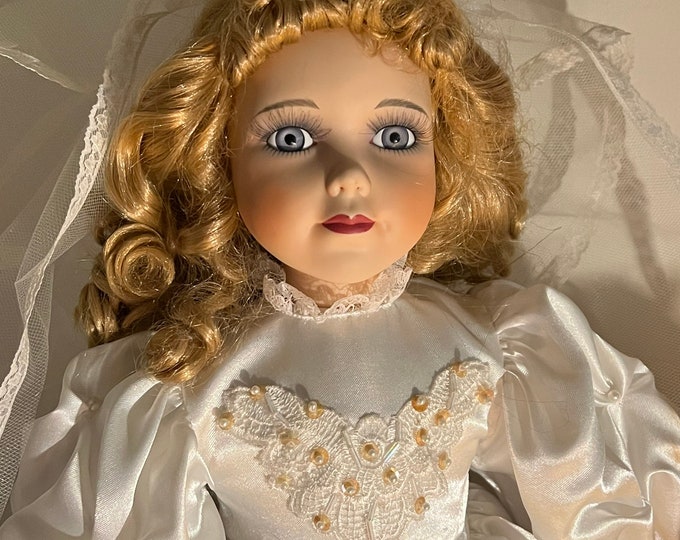 Genuine Fine Bisque Porcelain Bride Doll, Collectible Bride Doll