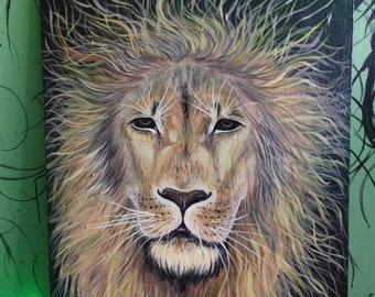 Peinture couleur lion originale, couleur acrylique, peinture sur toile tendue