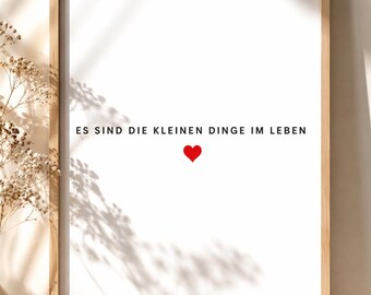 It's the little things in life poster, love poster, gift for girlfriend, modern wall decor, heart print, digital download