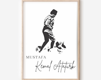 Minimalist Atatürk Poster | Mustafa Kemal Atatürk Wall Art | Modern Atatürk Tablet | Turkish Decor | Printable Download