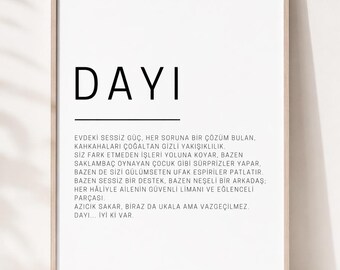 Dayi Poster Turkish, Turkish Wall Art, Funny Family Gift, Turkish Wall Art, Minimalist Print, Dayı Gift Idea