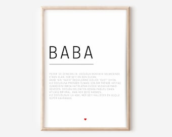 Funny Baba gifts in Turkish, funny Baba gifts, Bayram gifts, family posters, funny Dad posters digitally, family gift idea