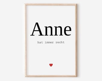 Anne is always right poster, mother gift, mom poster, Turkish poster, minimalist wall art, digital download