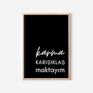 Karmakarisiklasmaktayim turecki plakat ścienny, pomysł na prezent dla przyjaciół, tureckie powiedzenia, hediyelik, Komik sözler, sztuka cyfrowa, türkce