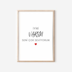 iyiki varsin, Seni çok Seviyorum, mural, poster, heart, Turkish gifts, Anne, Abla, Sevgili, love sayings, güzel sözler, digital art