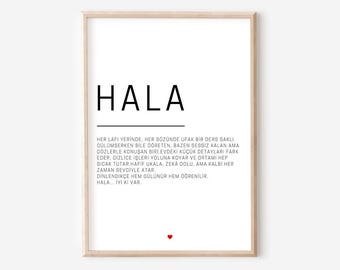 Hala Poster Gift | Turkish Family Poster | Funny & Emotional Gift for Auntie | Minimalist Wall Art | Digital Download