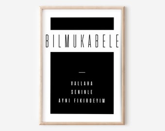 Turkish Words Wall Poster Minimalist Decor Turkish Poster Bilmukabele Decor Digital Türkce Turkish Gifts Sayings