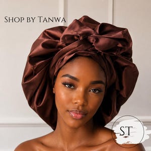 Handmade Double Layer Satin Bonnet | Adjustable Sleep Cap for Curly Hair | Reversible Bonnet