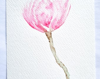 Original hand painted watercolour flower postcard |  Blank Postcard Handmade in UK