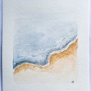 Original handgemaltes Aquarell Seelandschaft |  A5 Aquarellmalerei Handgemacht in Großbritannien