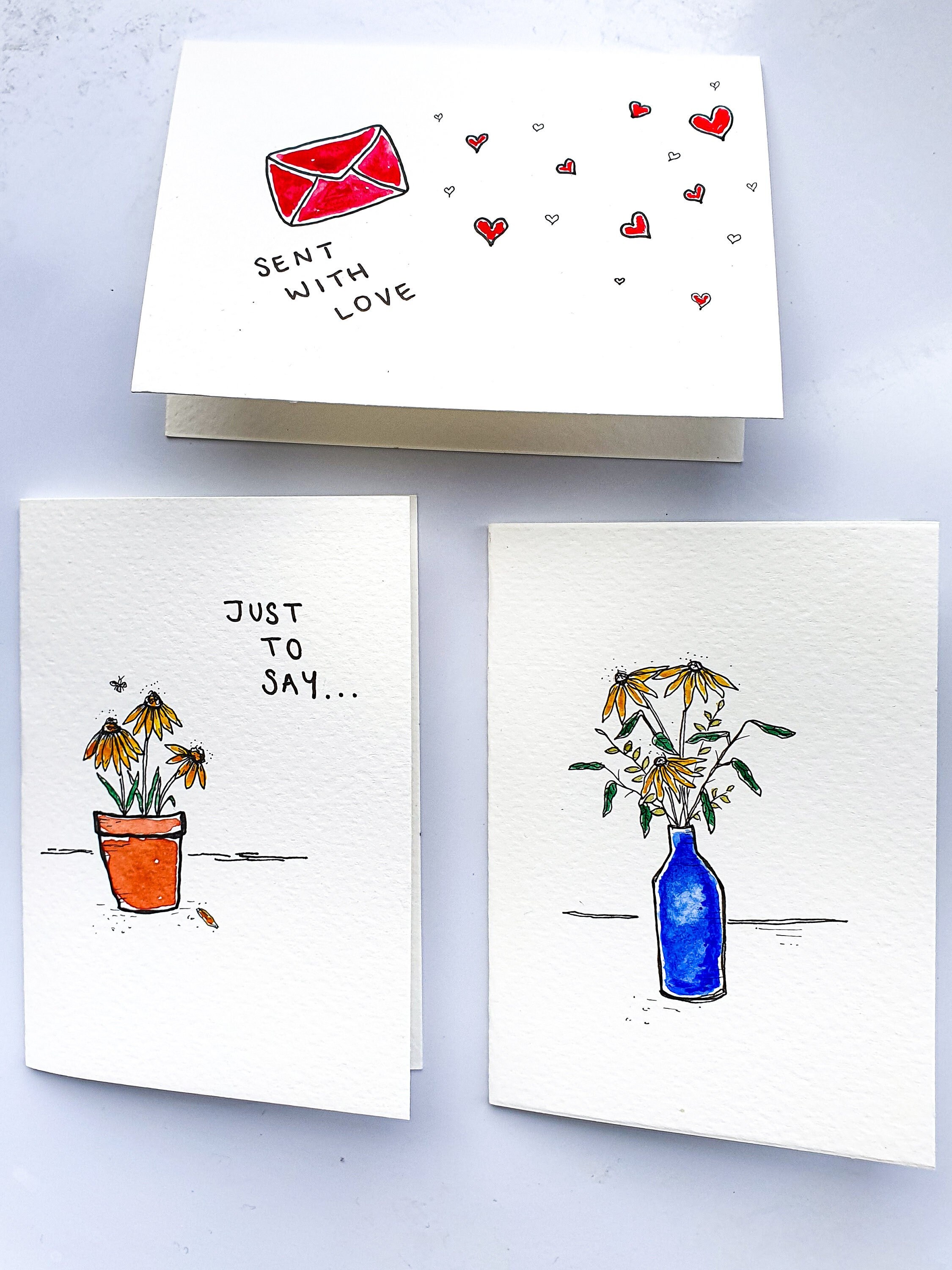 Handmade watercolour cards 'Just to say'
