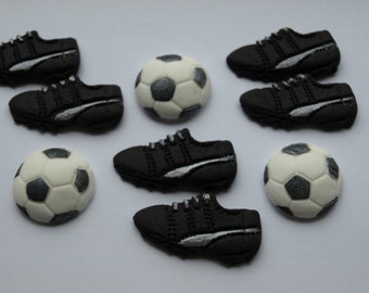 Football playing set Happy Birthday Cake Toppers Edible Fondant Cupcake Decoration