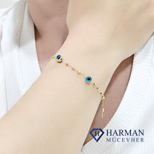 Gold Evil Eye Bead Bracelet
