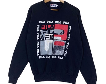 Vintage 90s Fila Big Logo Crewneck Sweatshirt Fila Sweater Fila Big Logo Printed Crewneck Sweatshirt Size M