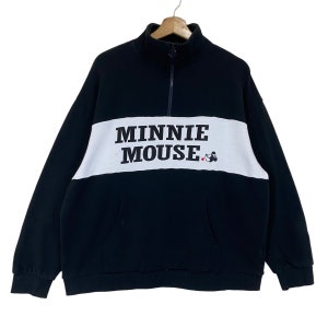 RARE!! Vintage 90s Minnie Mouse Halfzip Sweatshirt Minnie Mouse Sweater Minnie Mouse Big Logo Printed Crewneck Hoodies Size M