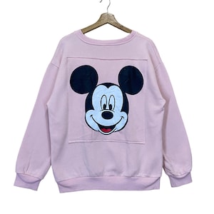 RARE!! Mickey Mouse Big Logo Crewneck Sweatshirt Mickey Mouse Sweater Mickey Mouse Big Logo Printed Crewneck Sweatshirt Size L