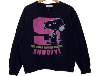 RARE !! Sweat-shirt à col rond Snoopy Pull Snoopy Sweat-shirt Snoopy à grand logo Taille S