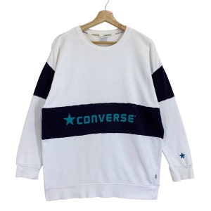 RARE!! Vintage 90s Converse Crewneck Sweatshirt Converse Sweater Converse Big Logo Colour Block Crewneck Sweatshirt Size M